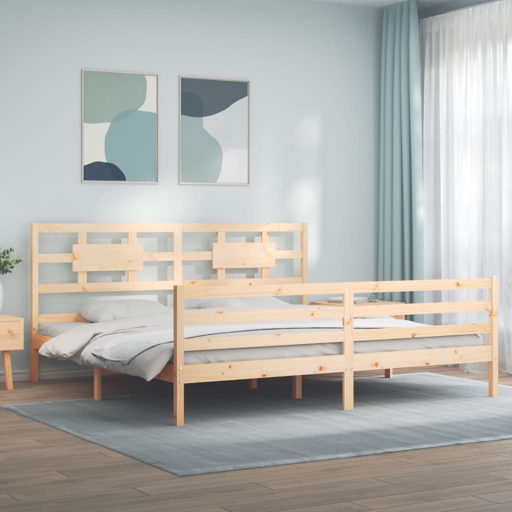 vidaXL Bed Frame with Headboard 200x200 cm Solid Wood