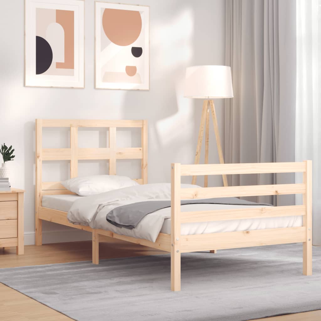 vidaXL Bed Frame with Headboard 100x200 cm Solid Wood