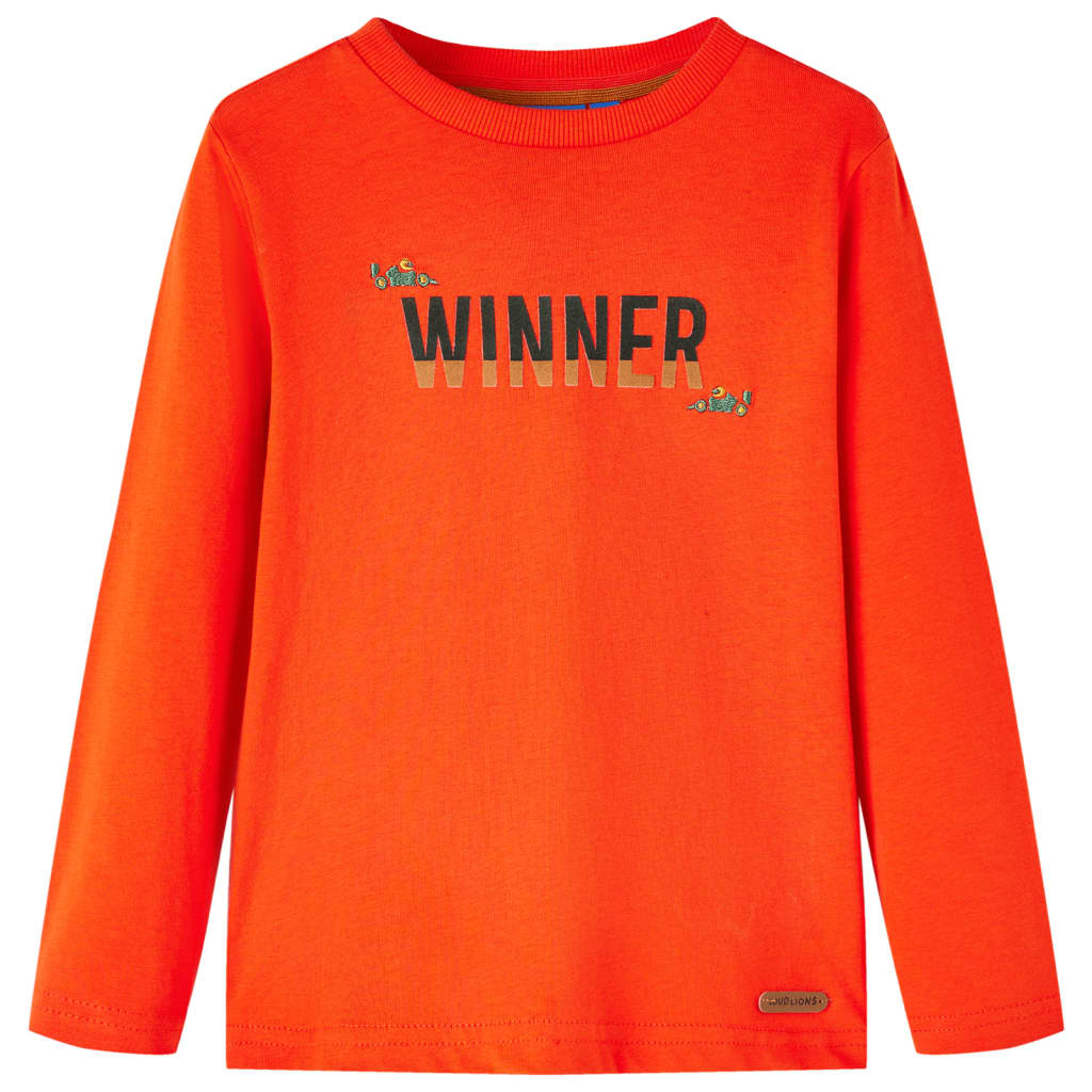 Kids' T-shirt with Long Sleeves Winner Print Bright Orange 92