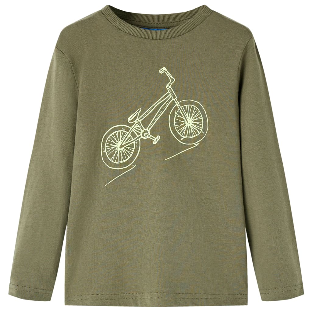 Kids' T-shirt with Long Sleeves Bike Print Khaki 104