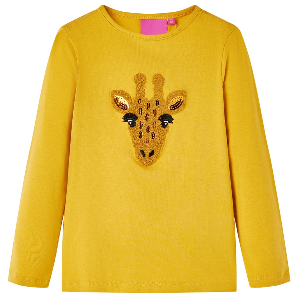 Kids' T-shirt with Long Sleeves Deer Design Dark Ochre 104