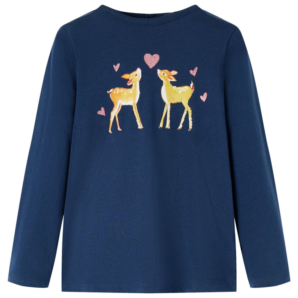 Kids' T-shirt with Long Sleeves Deers Print Navy Blue 116