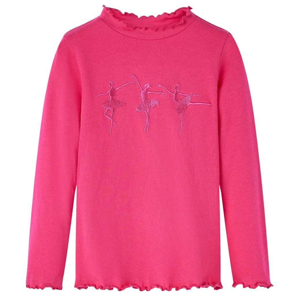 Kids' T-shirt with Long Sleeves Ballerina Girls Design Bright Pink 92