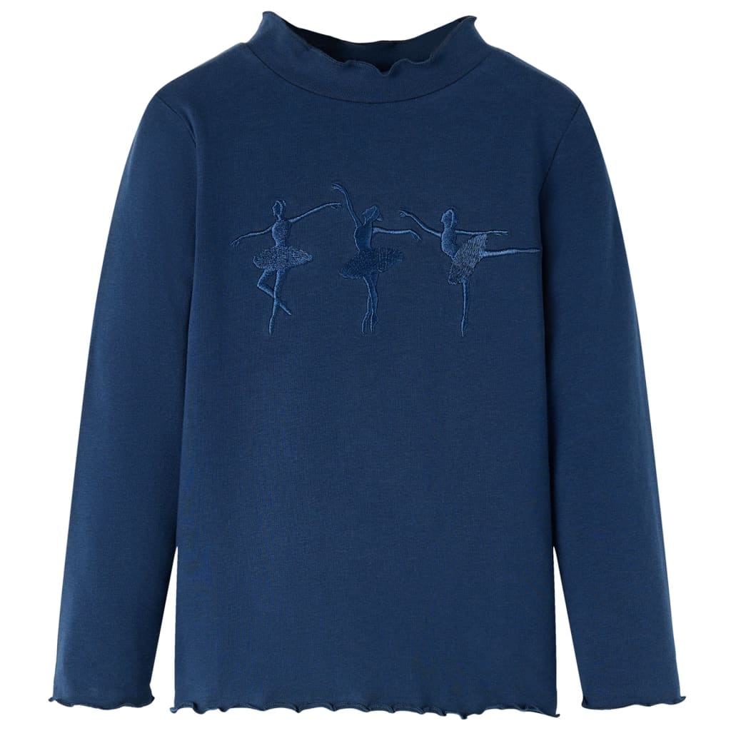 Kids' T-shirt with Long Sleeves Ballerina Girls Design Navy Blue 104