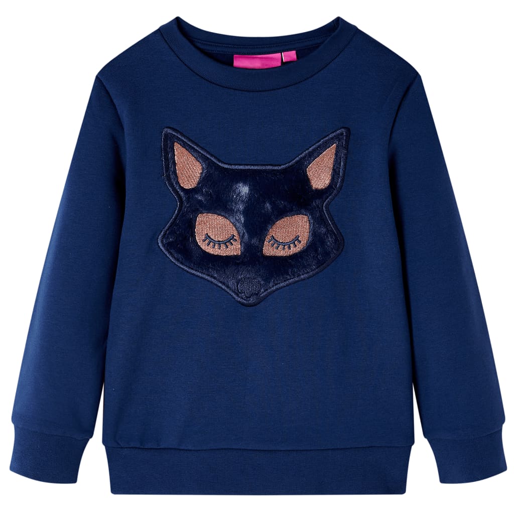 Kids' Sweatshirt with Furry Fox Design Navy Blue 140