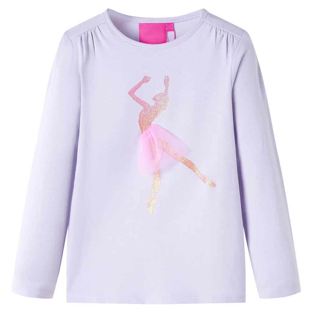 Kids' T-shirt with Long Sleeves Ballerina Girl Print Light Lilac 104
