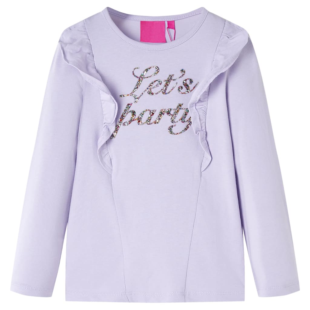 Kids' T-shirt with Long Sleeves Glitter Print Light Lilac 128