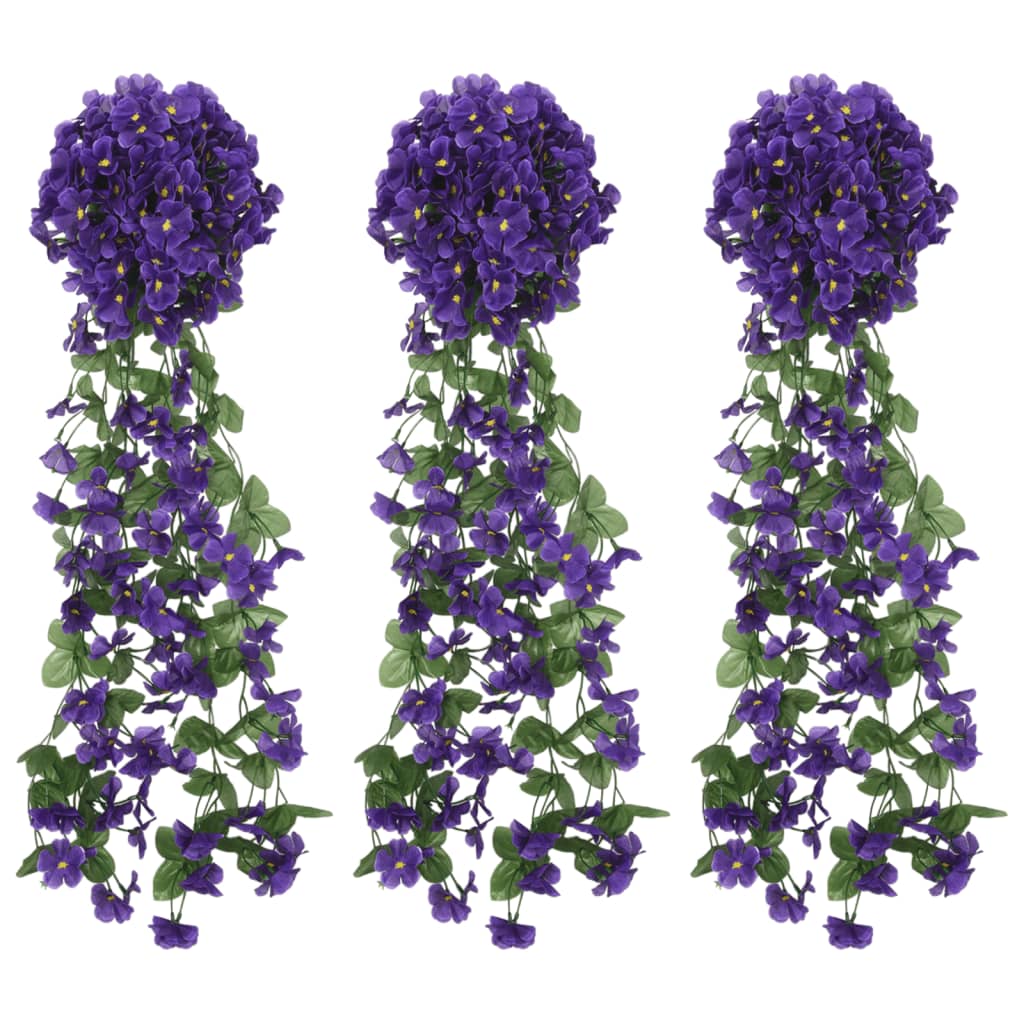 vidaXL Artificial Flower Garlands 3 pcs Dark Purple 85 cm