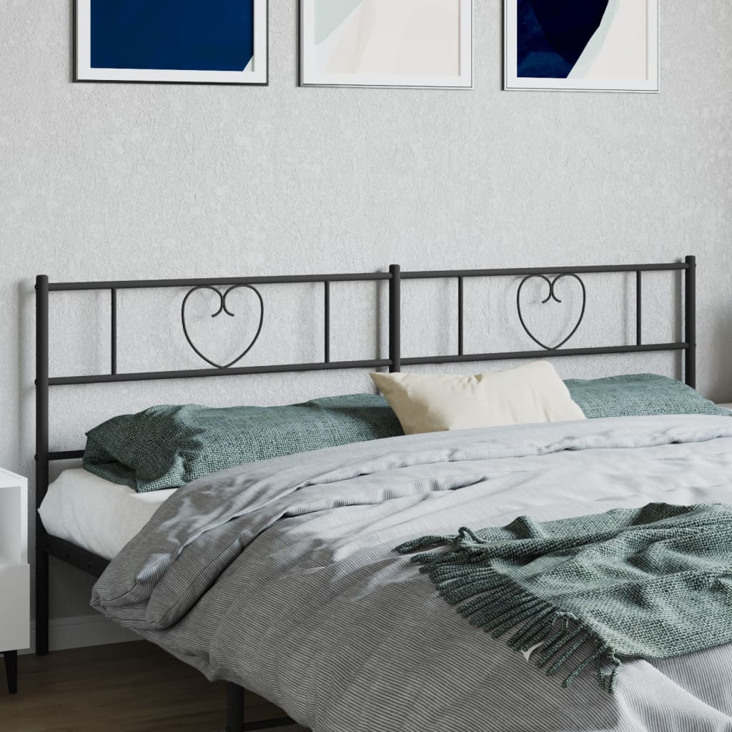 vidaXL Metal Headboard Black 200 cm