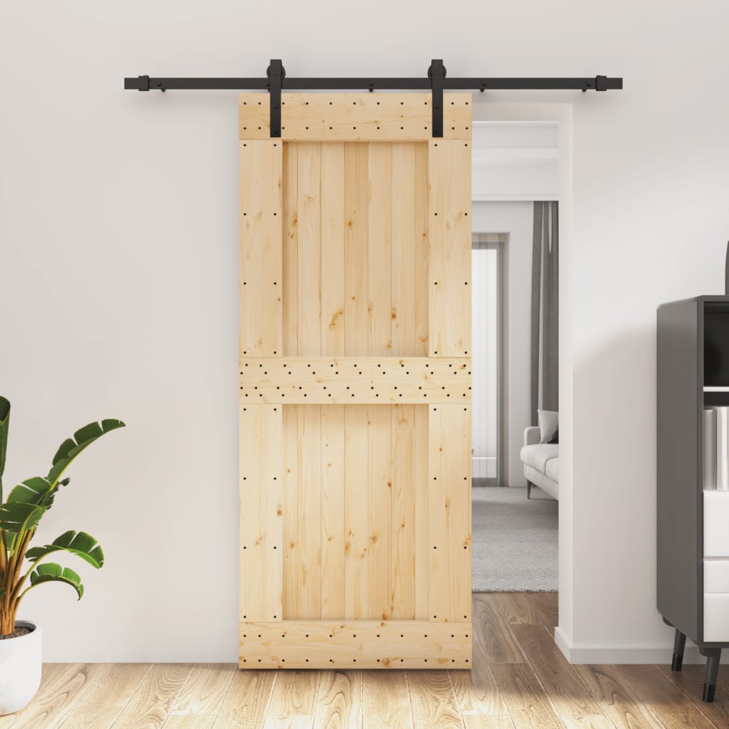 vidaXL Sliding Door with Hardware Set 85x210 cm Solid Wood Pine