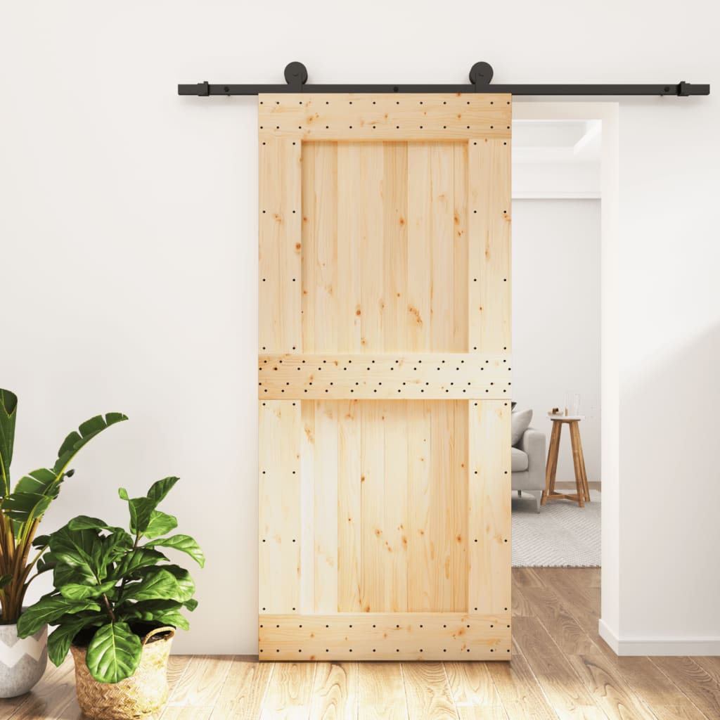 vidaXL Sliding Door with Hardware Set 95x210 cm Solid Wood Pine