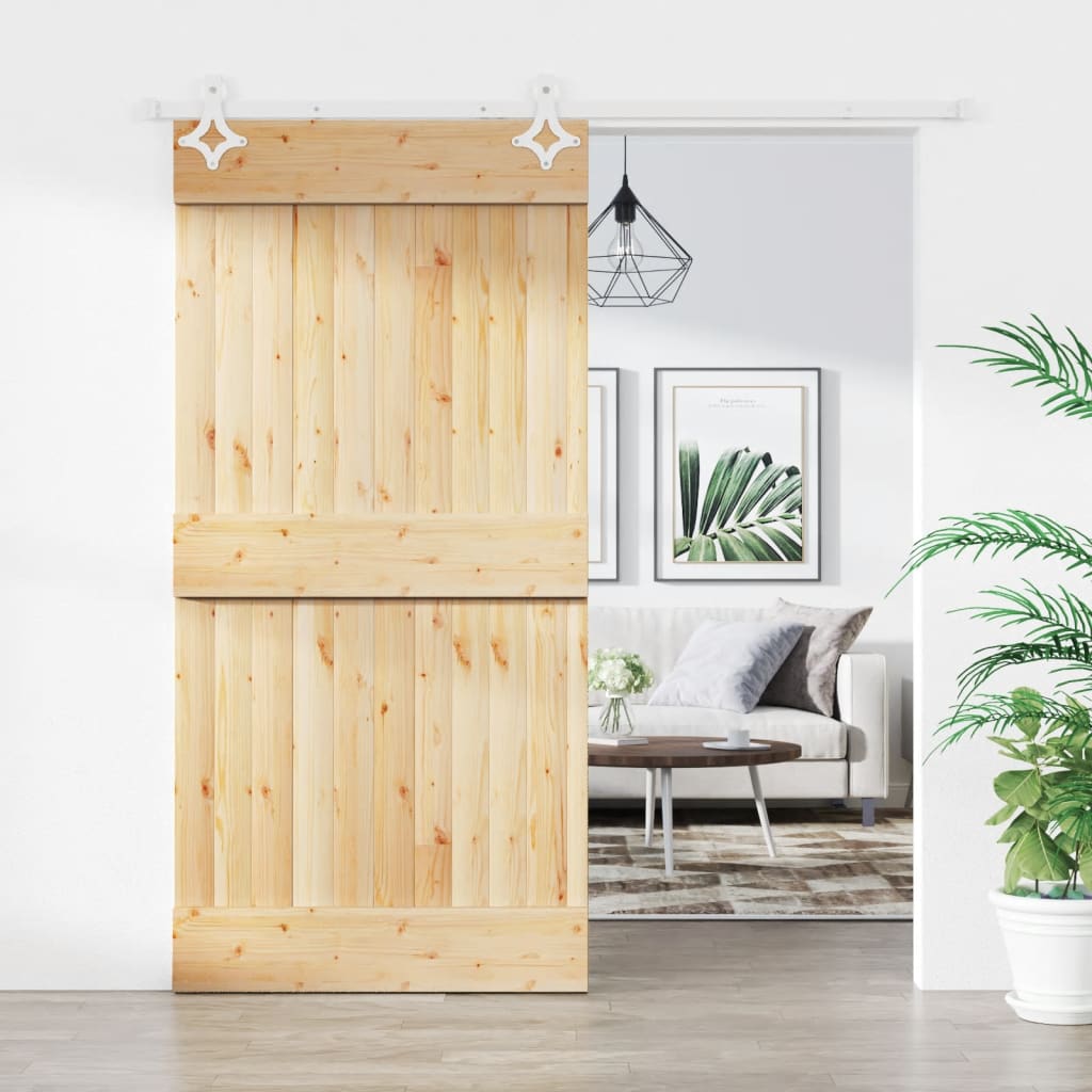 vidaXL Sliding Door with Hardware Set 100x210 cm Solid Wood Pine