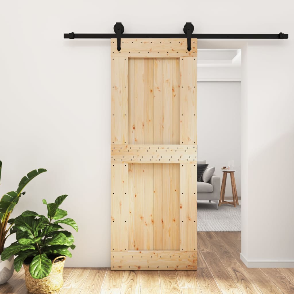 vidaXL Sliding Door with Hardware Set 80x210 cm Solid Wood Pine