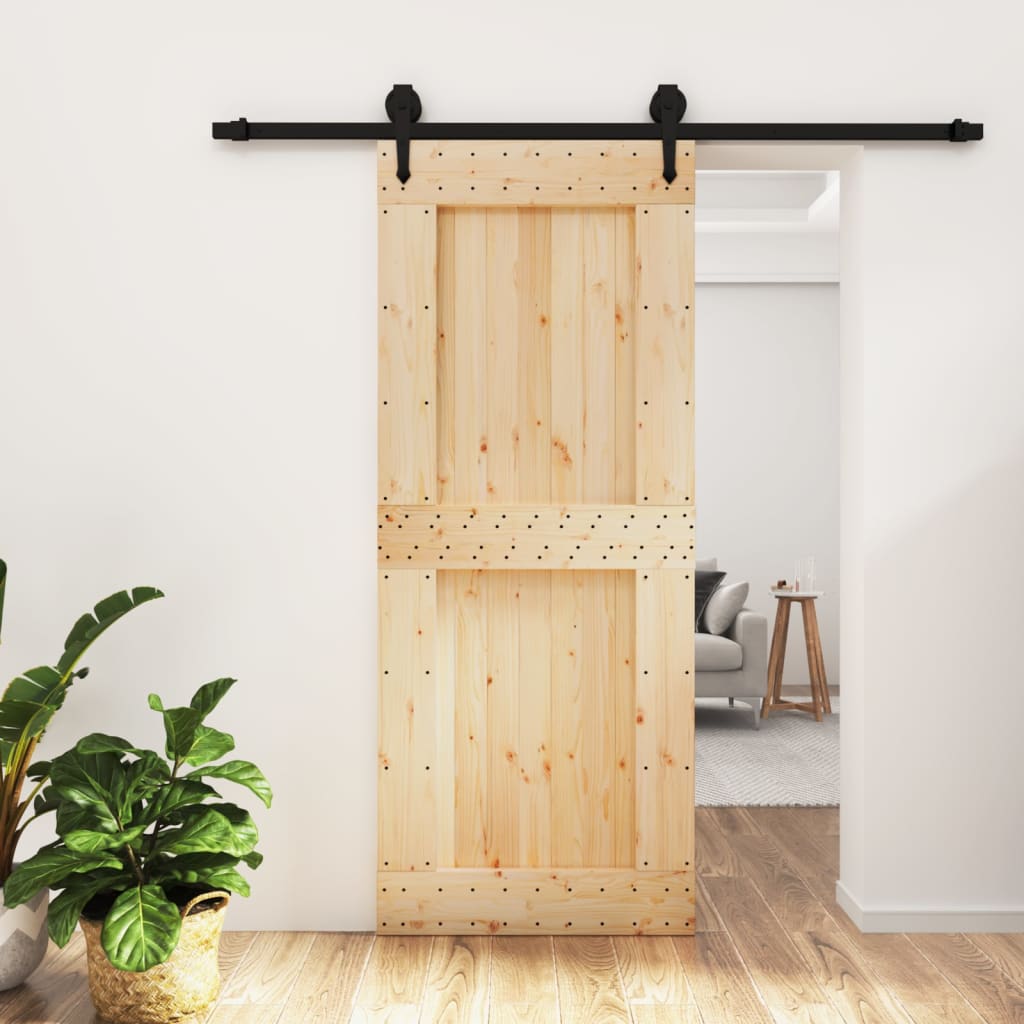 vidaXL Sliding Door with Hardware Set 85x210 cm Solid Wood Pine