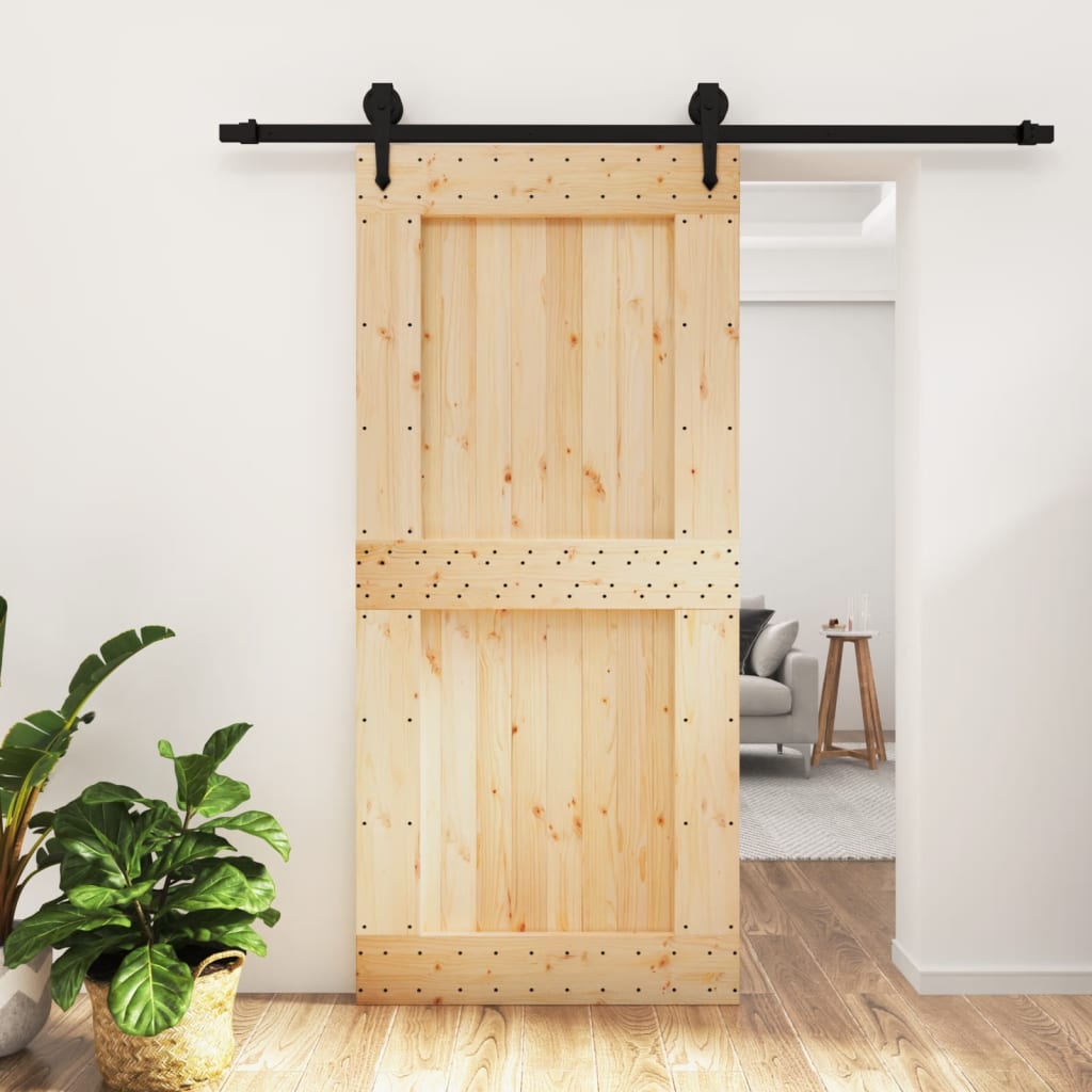 vidaXL Sliding Door with Hardware Set 95x210 cm Solid Wood Pine
