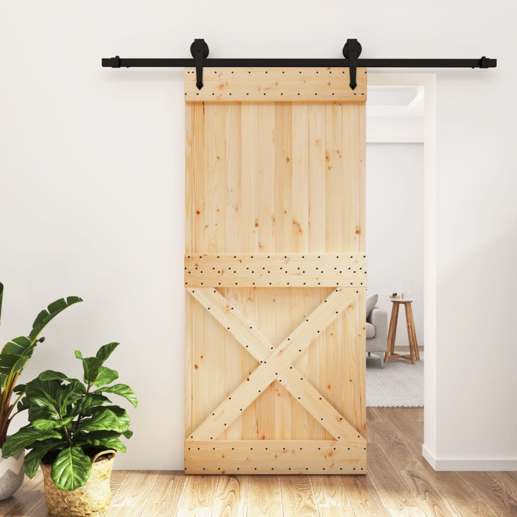 vidaXL Sliding Door with Hardware Set 95x210 cm Solid Wood Pine