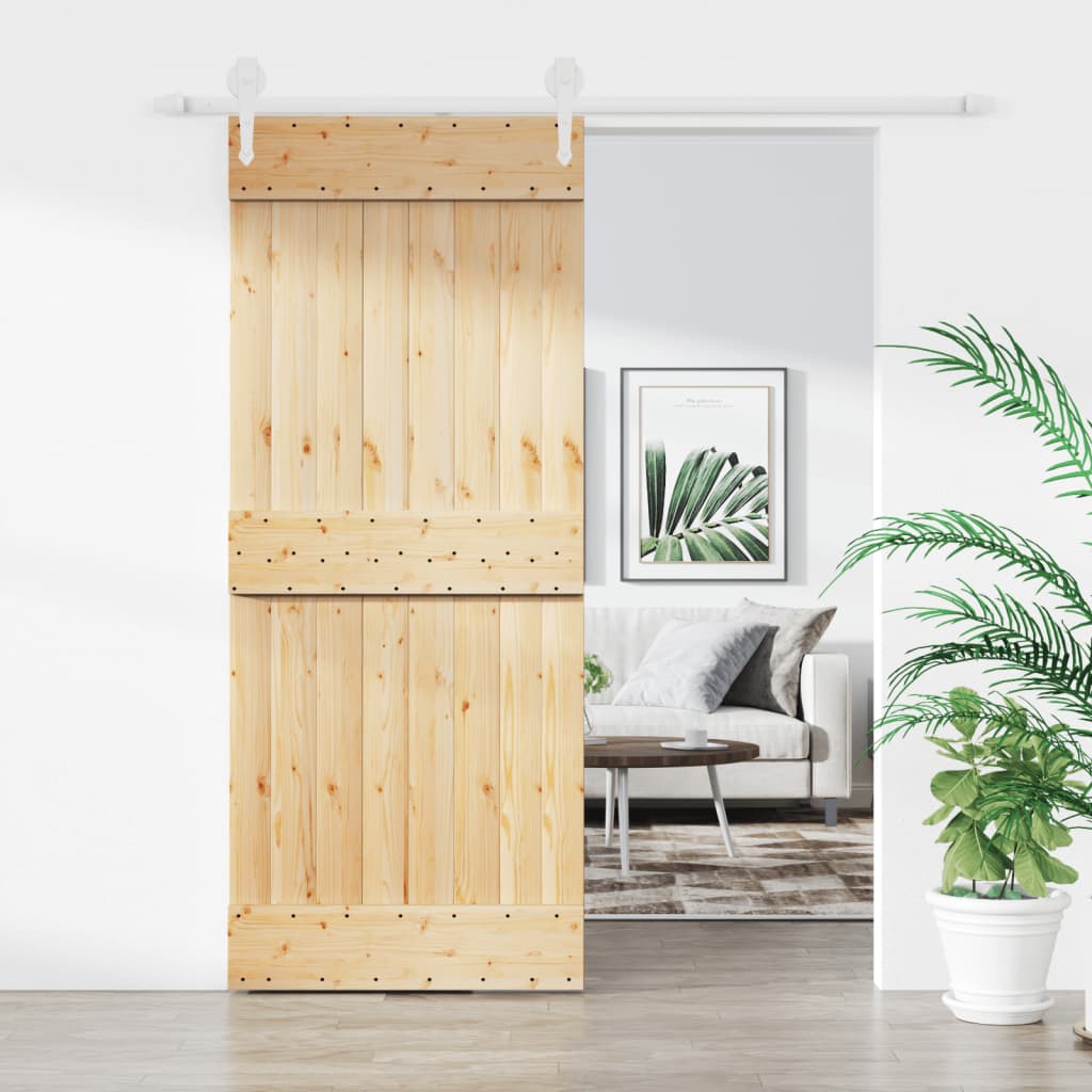vidaXL Sliding Door with Hardware Set 85x210 cm Solid Wood Pine