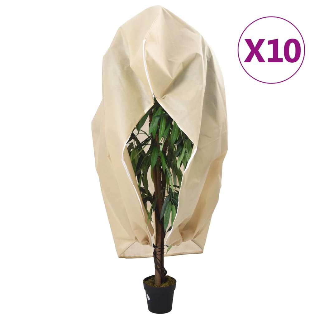 vidaXL Plant Fleece Covers with Zip 10 pcs 70 g/må_ 1.55x1.55 m