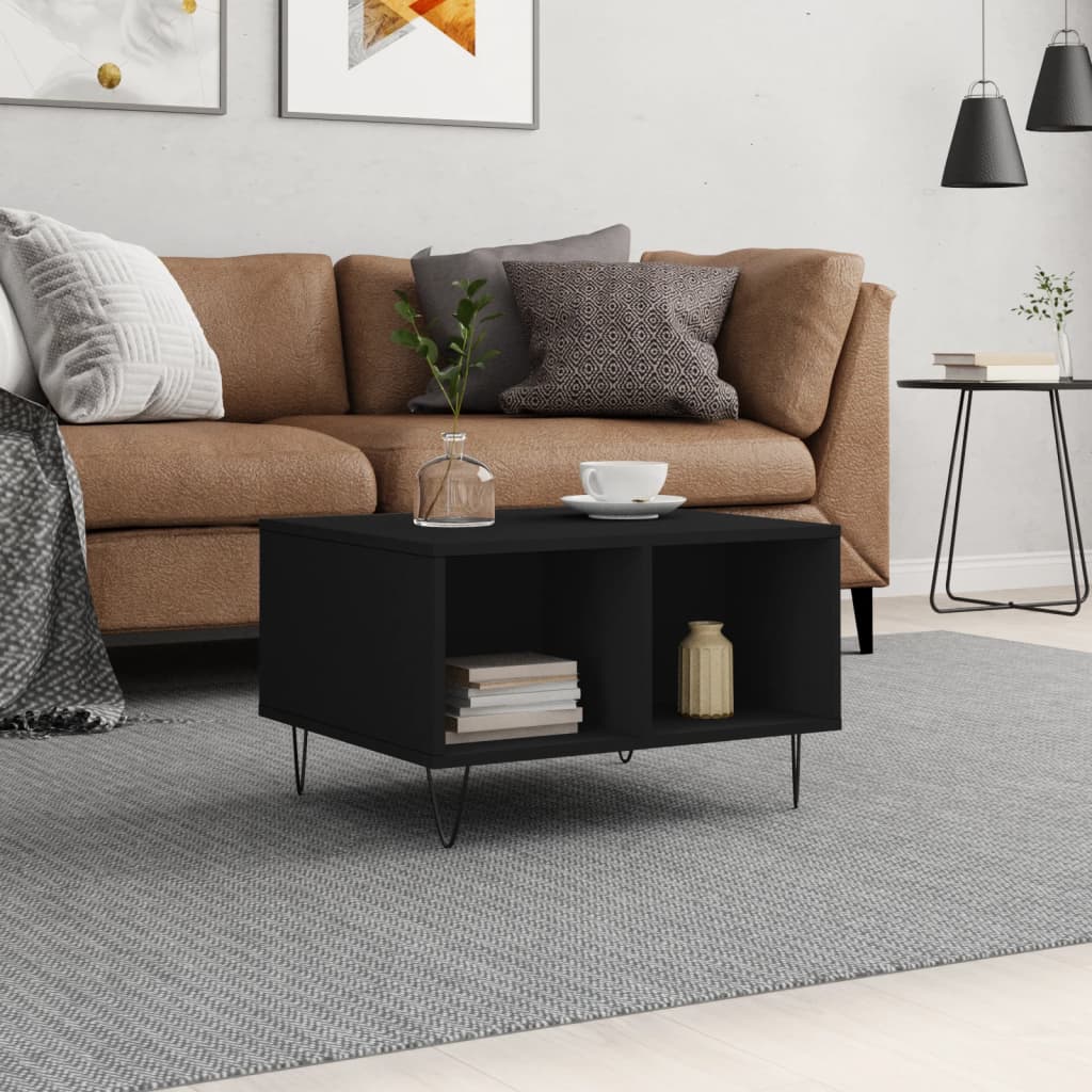 vidaXL Coffee Table Black 60x50x36.5 cm Engineered Wood
