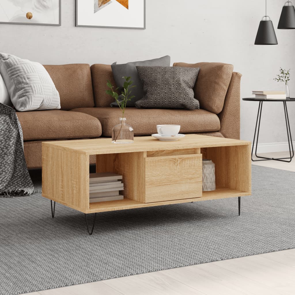vidaXL Coffee Table Sonoma Oak 90x50x36.5 cm Engineered Wood