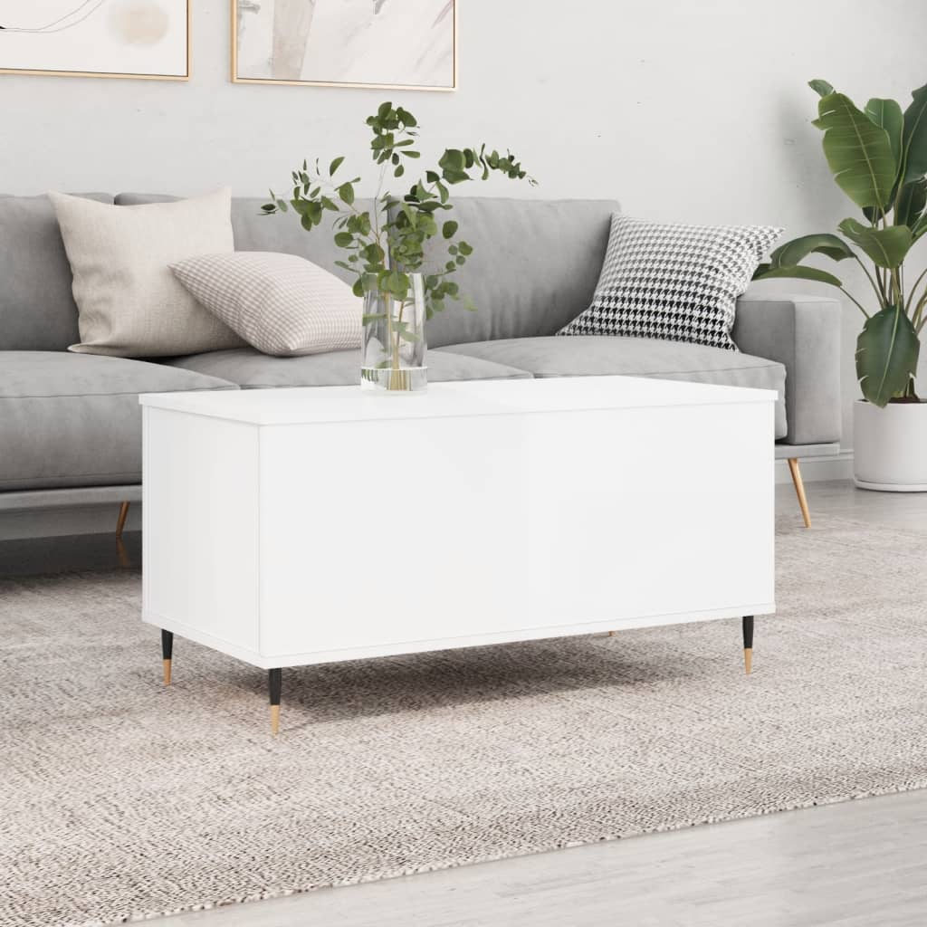 vidaXL Coffee Table High Gloss White 90x44.5x45 cm Engineered Wood