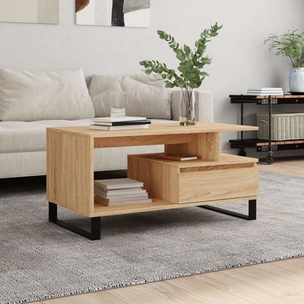 vidaXL Coffee Table Sonoma Oak 90x49x45 cm Engineered Wood
