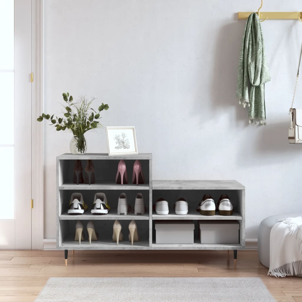 vidaXL Shoe Cabinet Concrete Grey 102x36x60 cm Engineered Wood