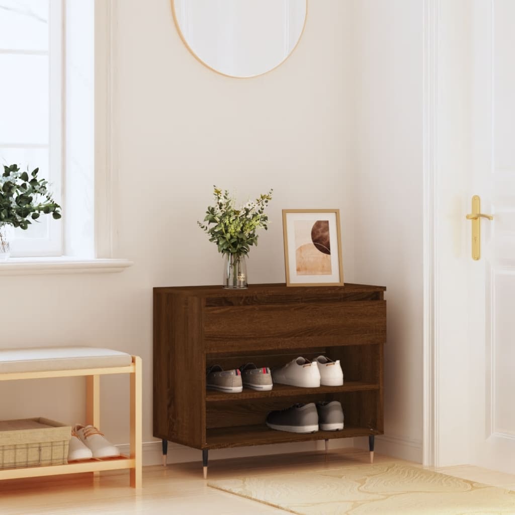 vidaXL Shoe Cabinet Brown Oak 70x36x60 cm Engineered Wood
