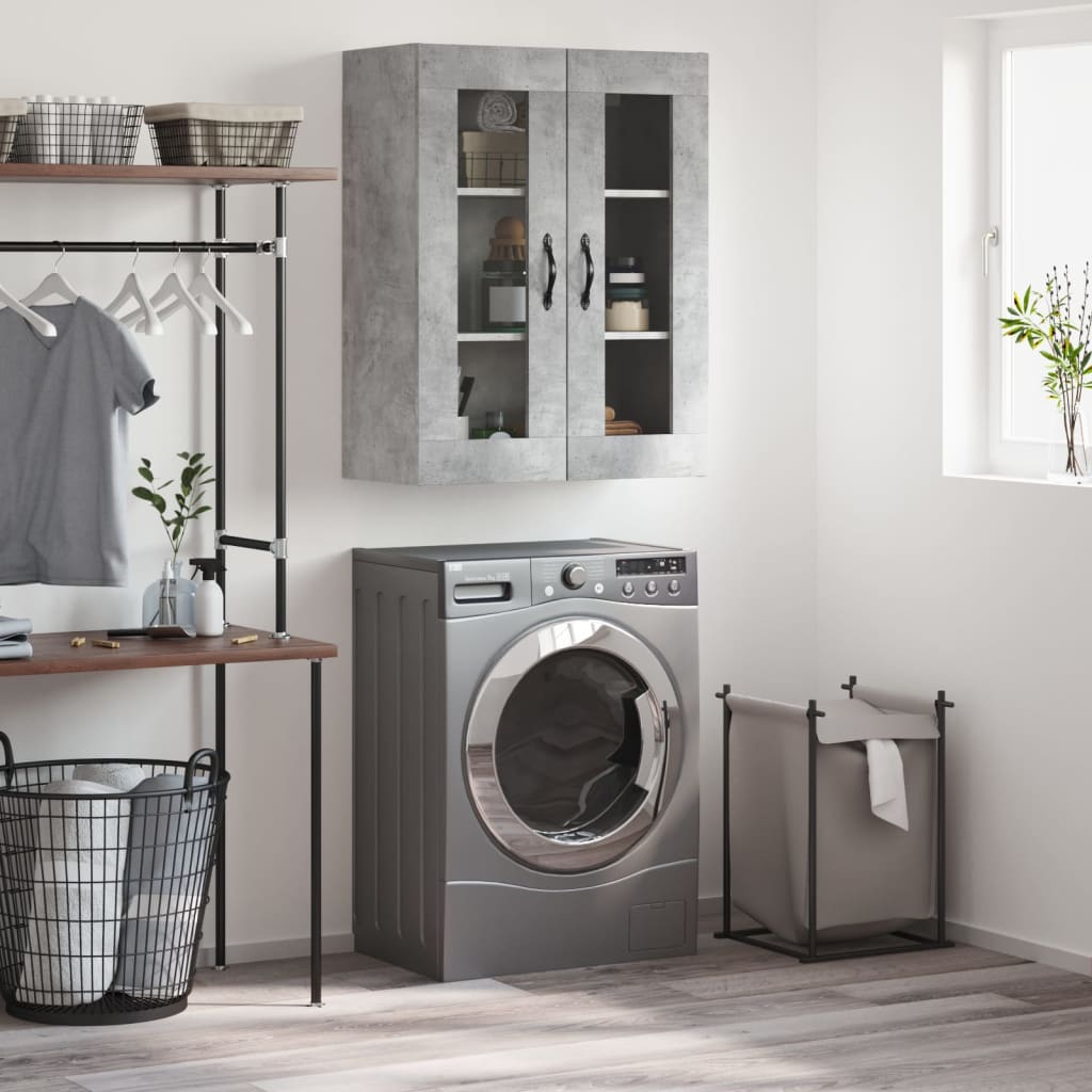 vidaXL Wall Mounted Cabinet Concrete Grey 69.5x34x90 cm Engineered Wood
