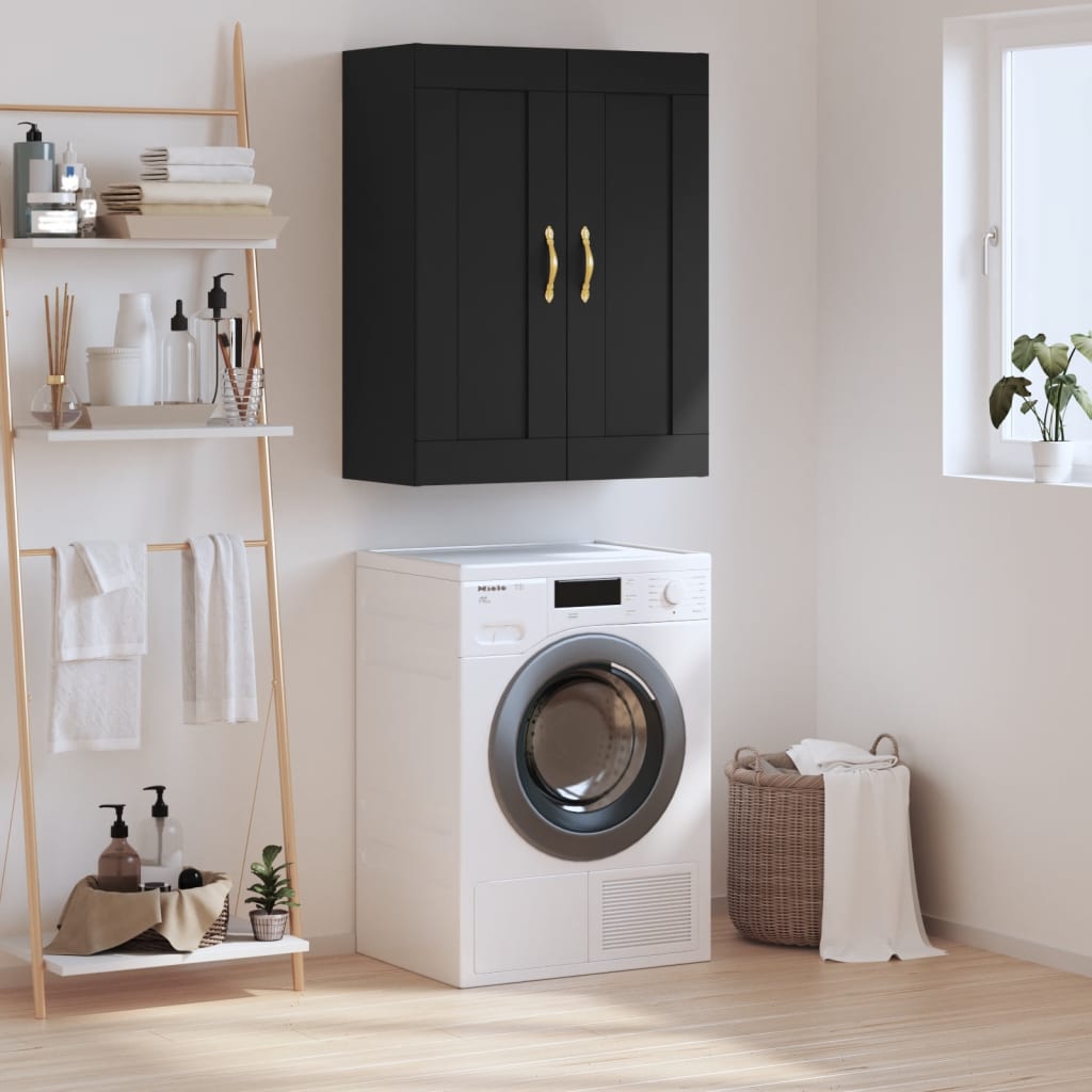 vidaXL Wall Mounted Cabinet Black 69.5x34x90 cm Engineered Wood