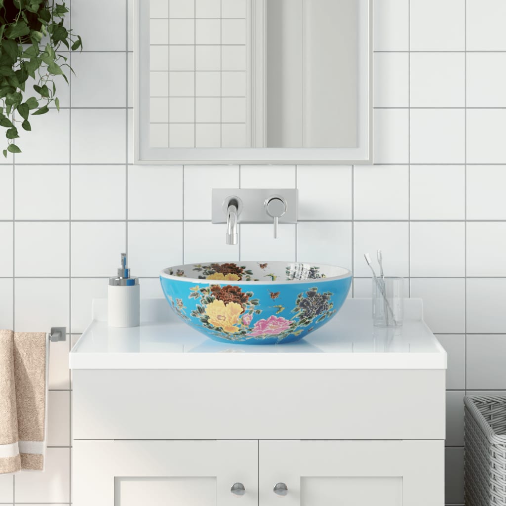 vidaXL Countertop Basin Multicolour Round ë_41x14 cm Ceramic