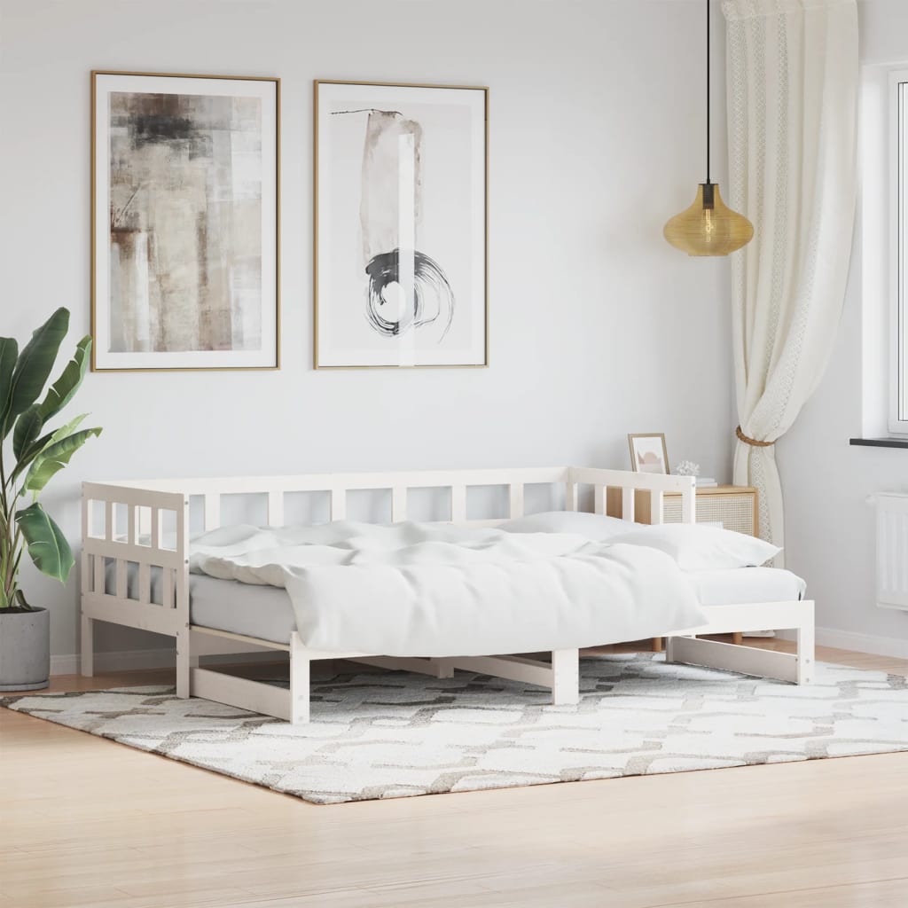 vidaXL Daybed with Trundle White 90x200 cm Solid Wood Pine