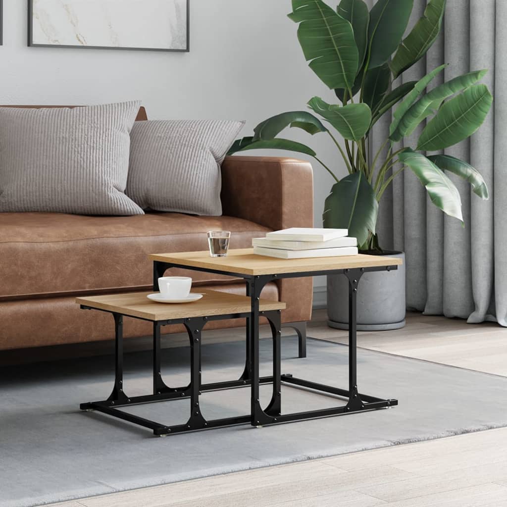 vidaXL Nesting Coffee Table 2 pcs Sonoma Oak Engineered Wood