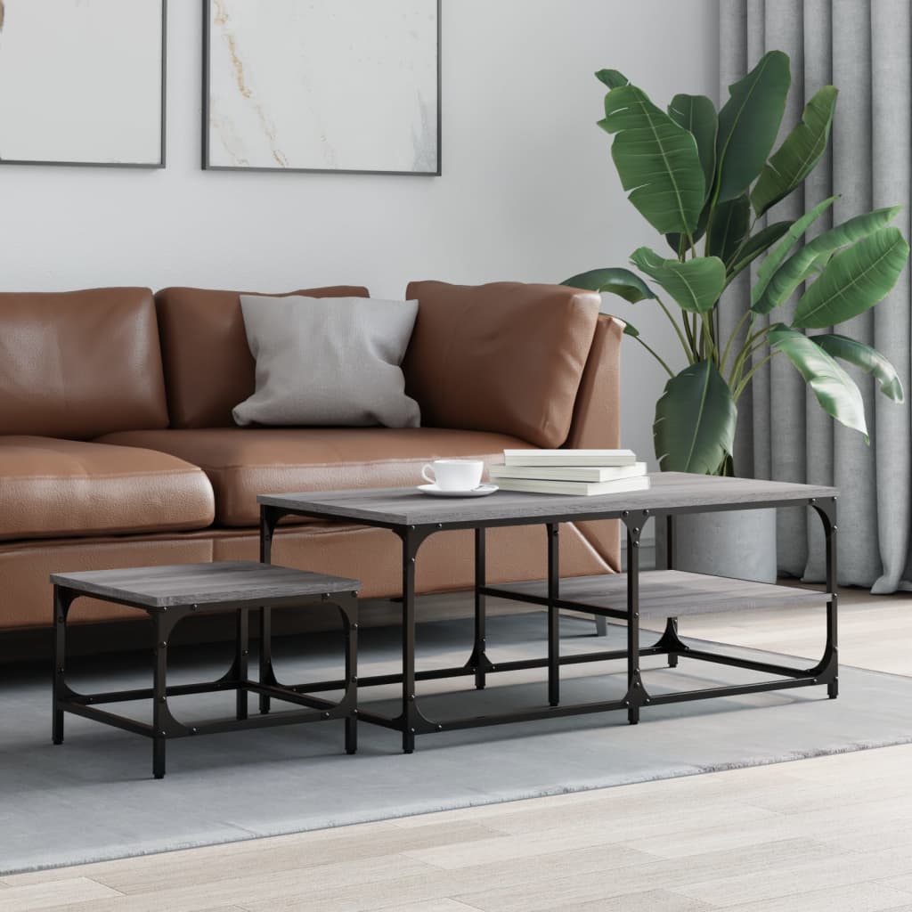 vidaXL Nesting Coffee Tables 2 pcs Grey Sonoma Engineered Wood
