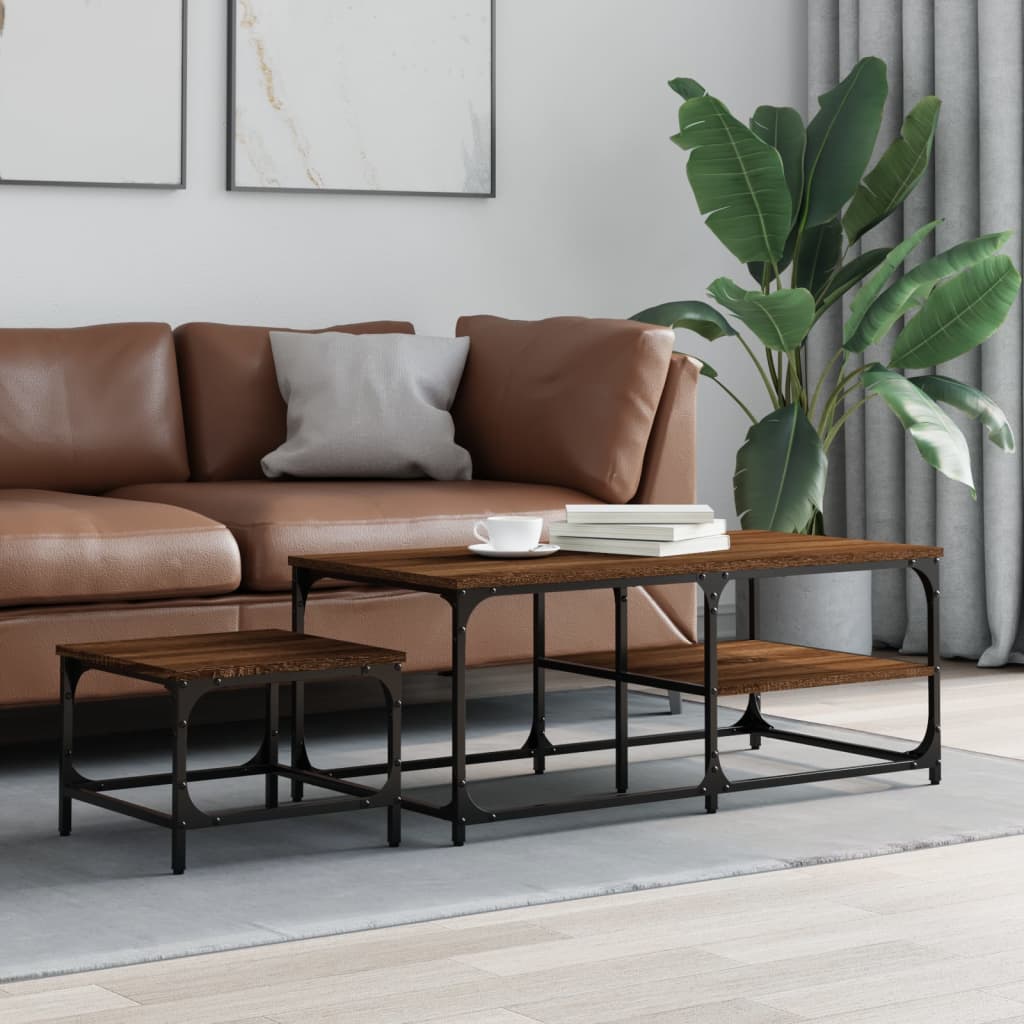 vidaXL Nesting Coffee Tables 2 pcs Brown Oak Engineered Wood