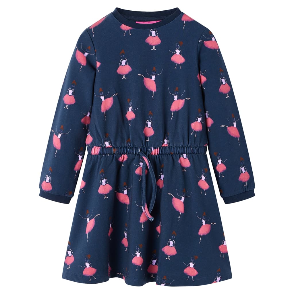 Kids' Dress Ballerina Print Navy Blue 140
