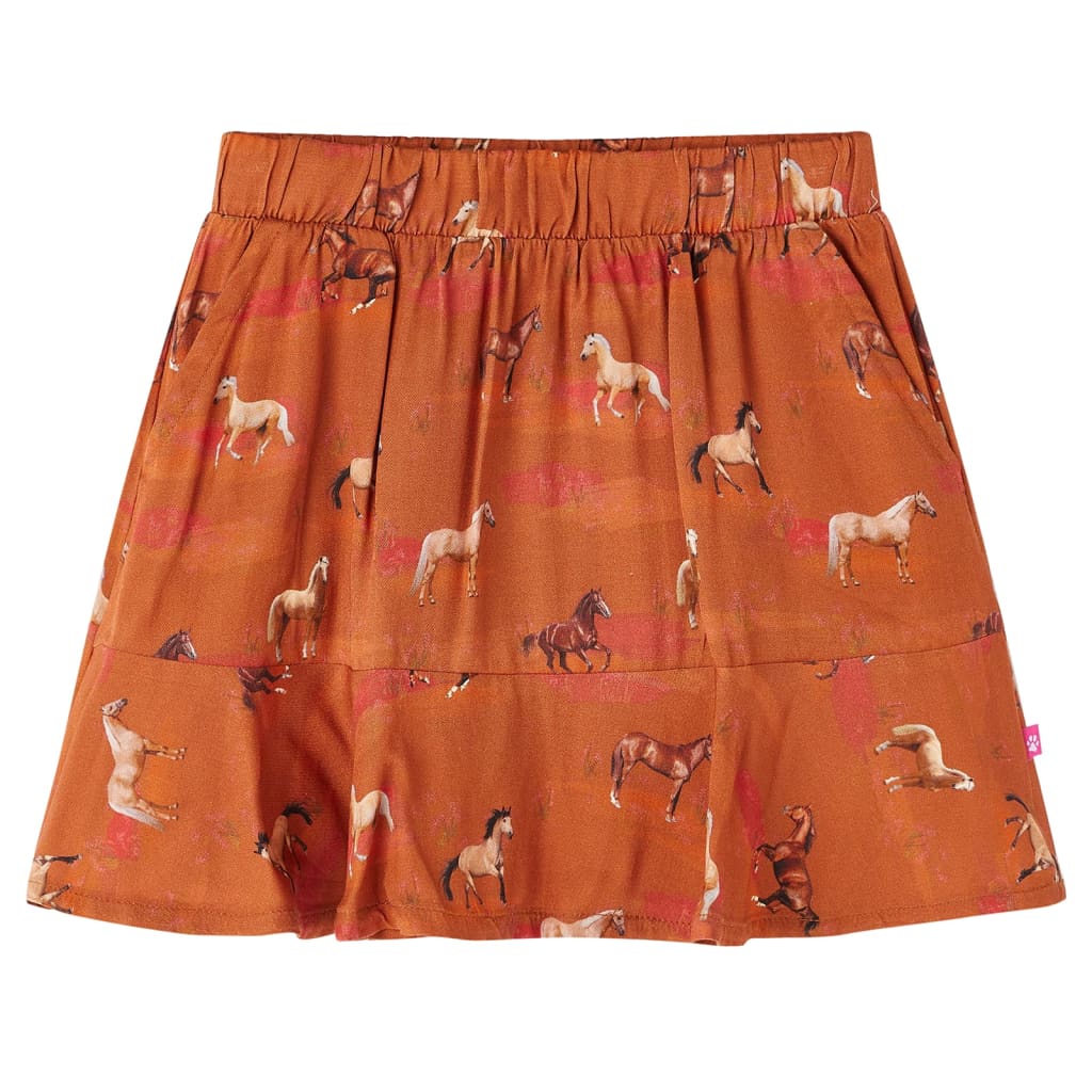 Kids' Skirt Horses Print Cognac 128