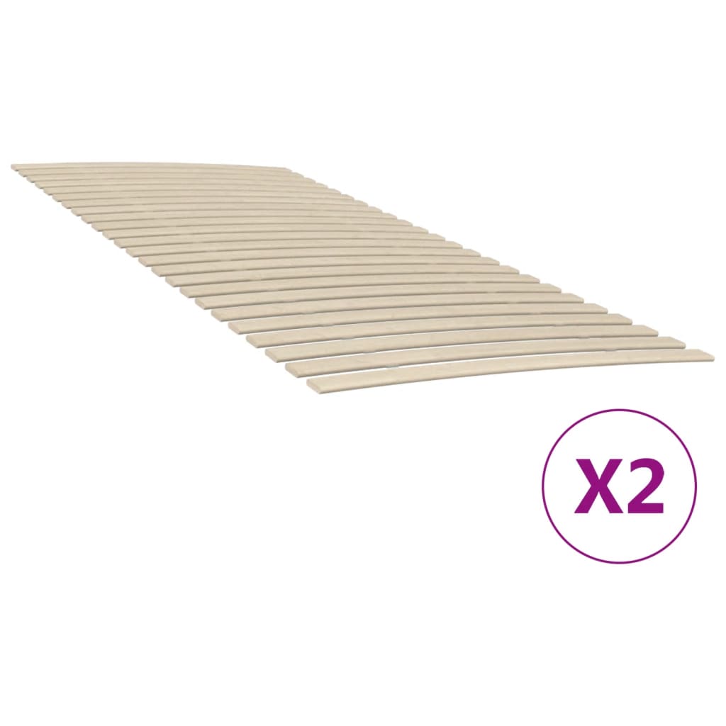 vidaXL Slatted Bed Bases with 48 Slats 2 pcs 100x200 cm