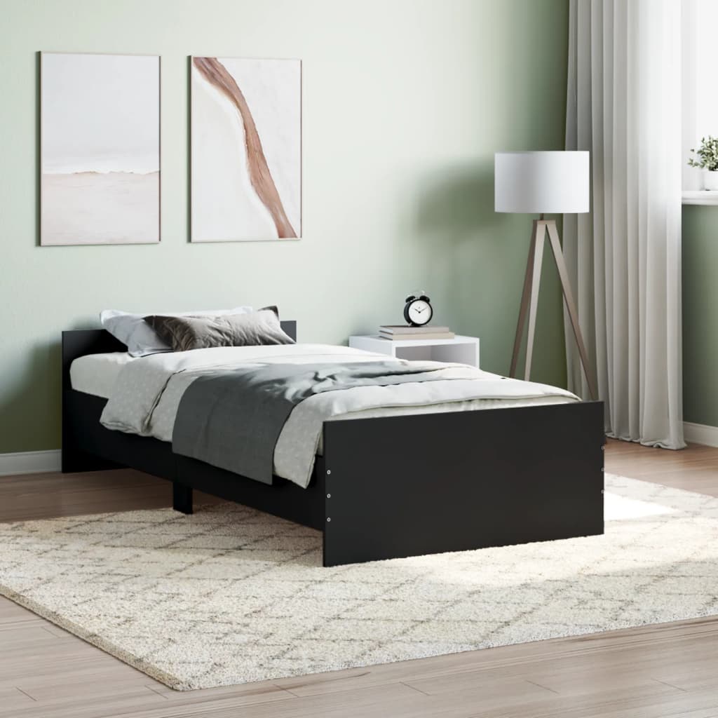 vidaXL Bed Frame Black 100x200 cm Engineered Wood