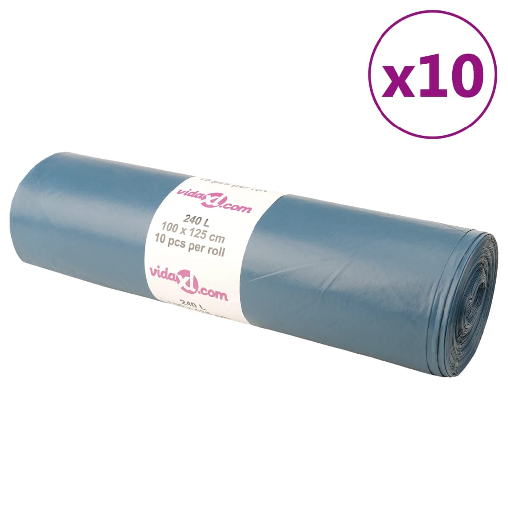 vidaXL Bin Bags 100 pcs Blue 240 L