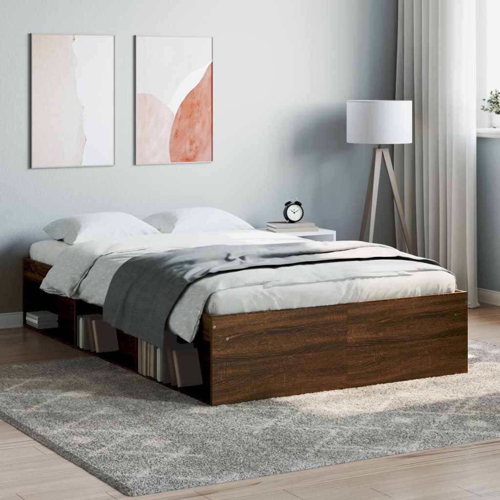 vidaXL Bed Frame Brown Oak 120x200 cm