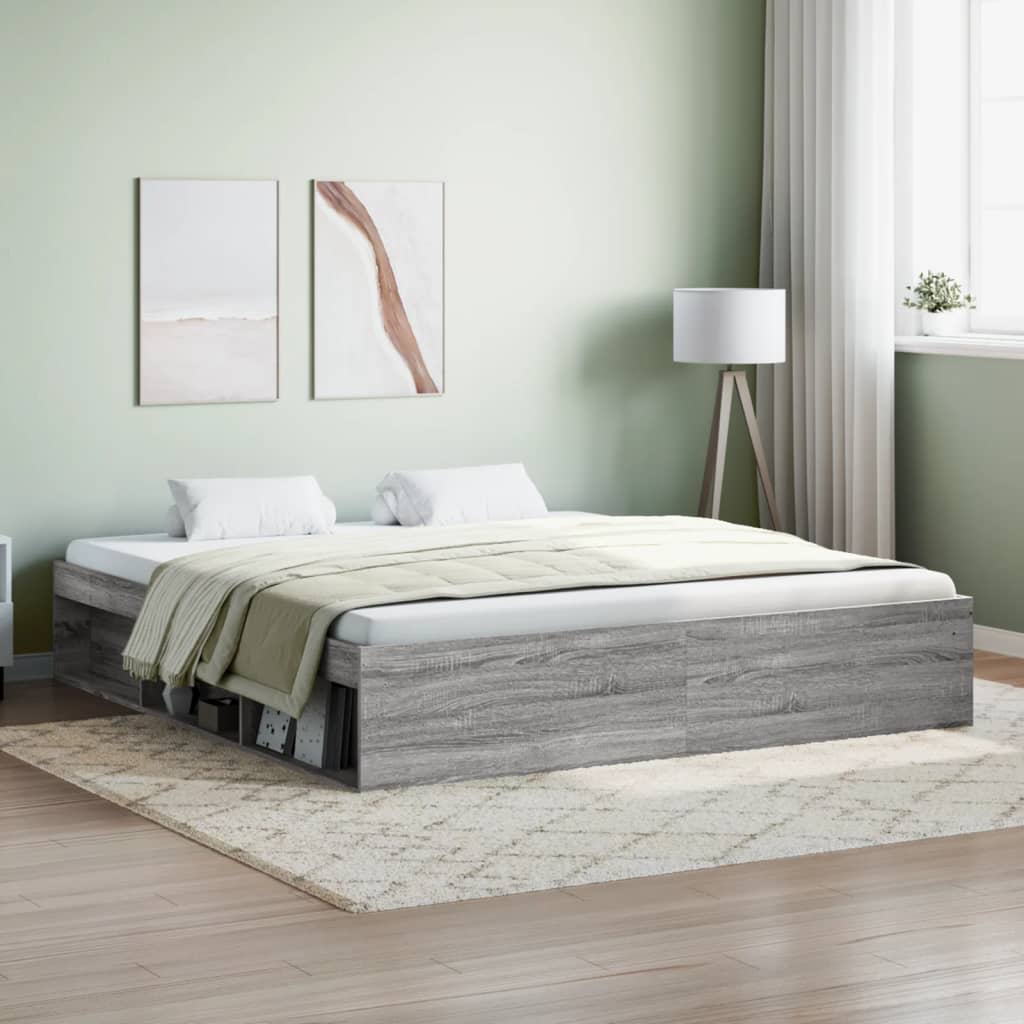 vidaXL Bed Frame Grey Sonoma 180x200 cm Super King Size