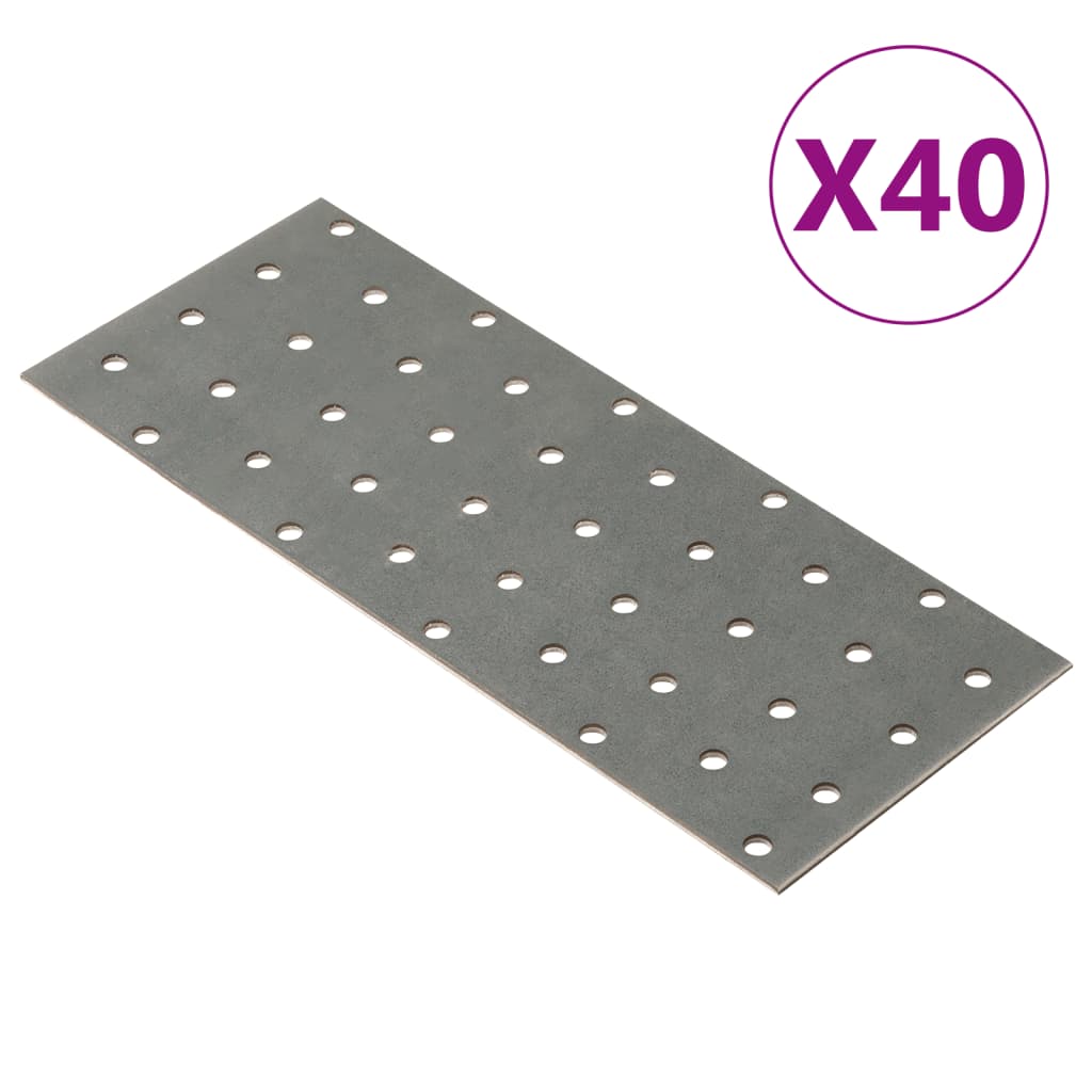 vidaXL Perforated Plates 40 pcs 2 mm 200x80 mm Galvanised Steel