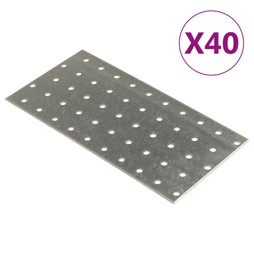 vidaXL Perforated Plates 40 pcs 2 mm 200x100 mm Galvanised Steel
