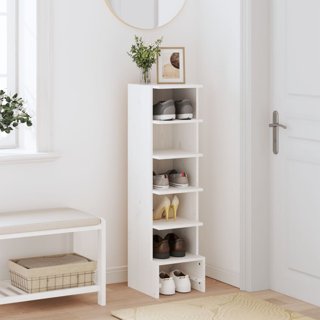vidaXL Shoe Cabinet White 28x30x104 cm Solid Wood Pine