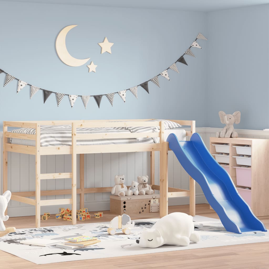 vidaXL Kids' Loft Bed with Slide 90x190 cm Solid Wood Pine