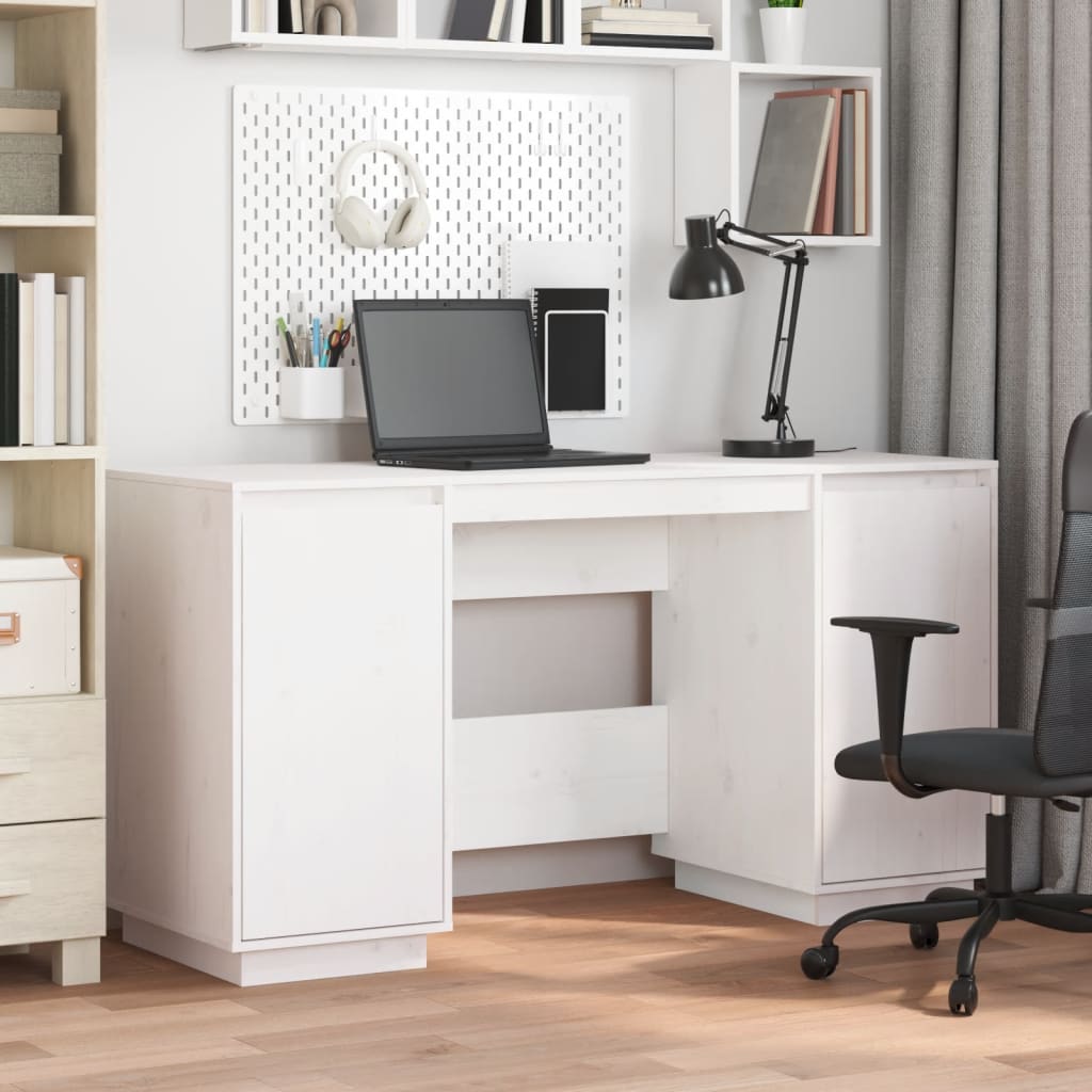 vidaXL Desk White 140x50x75 cm Solid Wood Pine