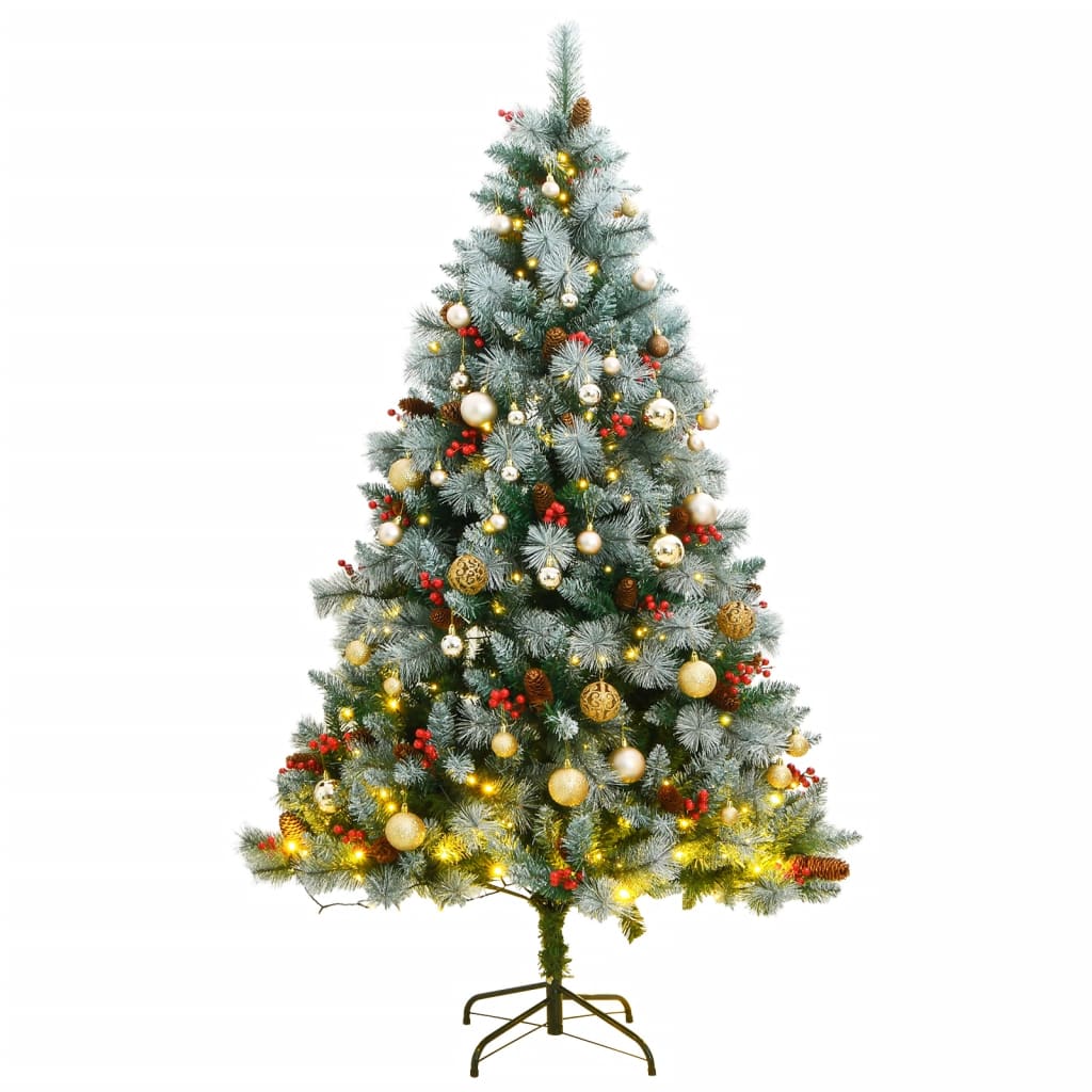 vidaXL Artificial Hinged Christmas Tree 300 LEDs & Ball Set 240 cm
