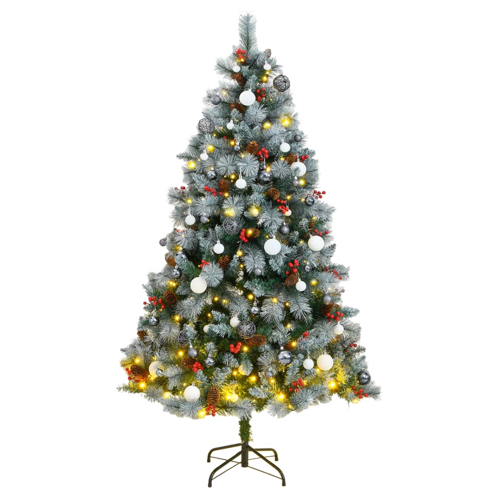 vidaXL Artificial Hinged Christmas Tree 300 LEDs & Ball Set 210 cm