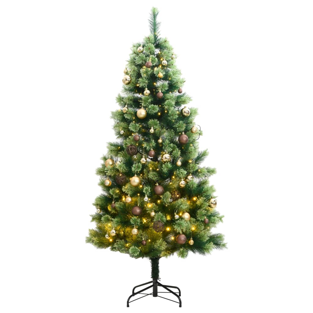 vidaXL Artificial Hinged Christmas Tree 150 LEDs & Ball Set 150 cm